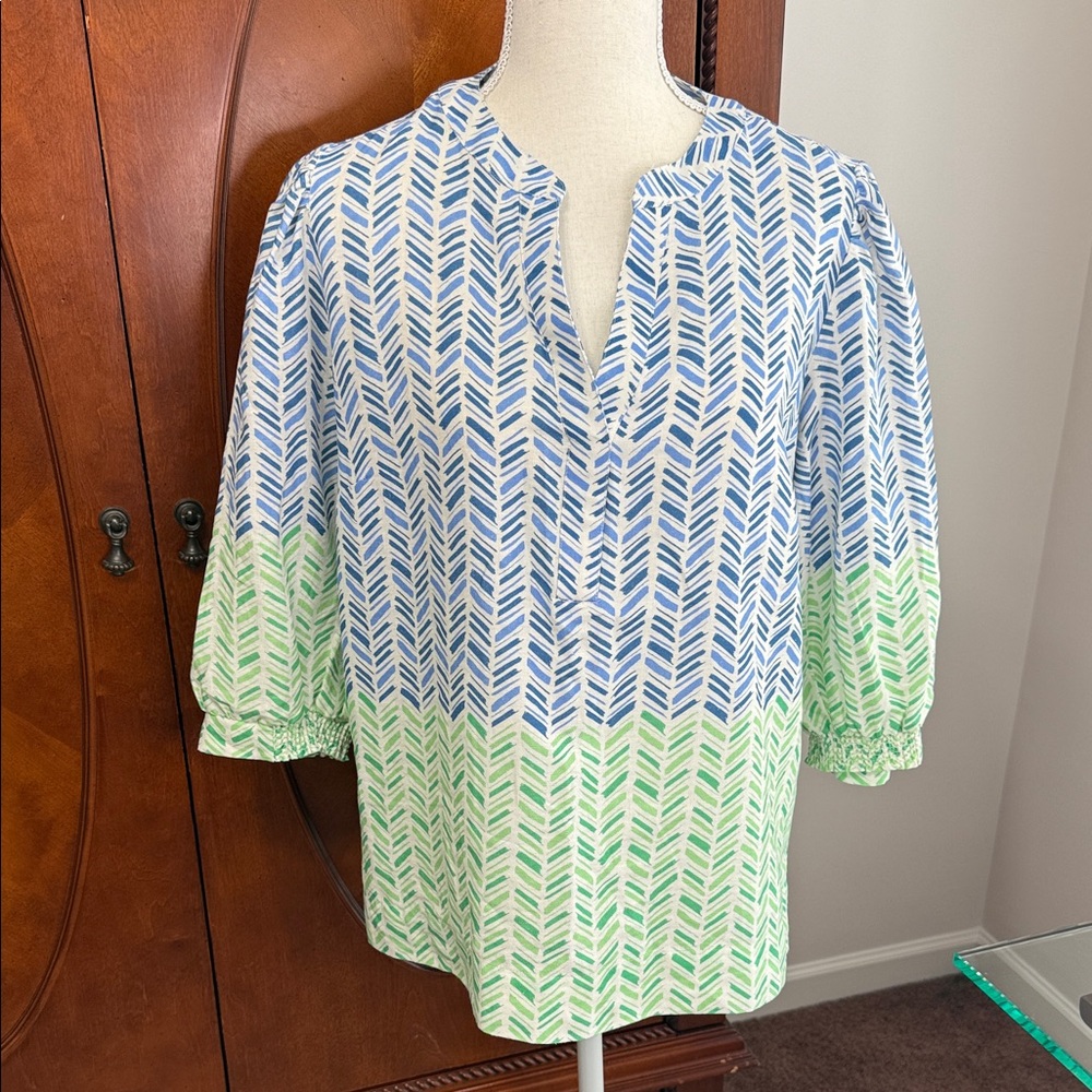 Tru Luxe Jeans Blue and Green Top